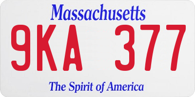 MA license plate 9KA377