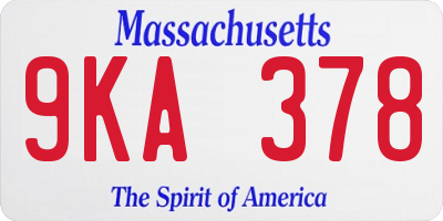 MA license plate 9KA378