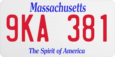 MA license plate 9KA381