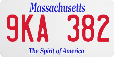 MA license plate 9KA382