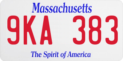 MA license plate 9KA383