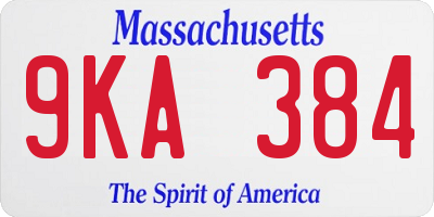 MA license plate 9KA384