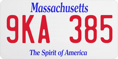 MA license plate 9KA385