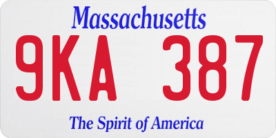 MA license plate 9KA387