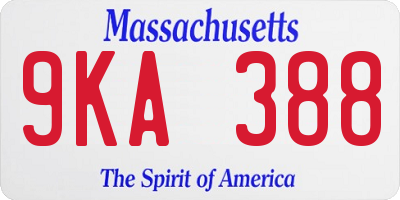 MA license plate 9KA388