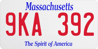MA license plate 9KA392