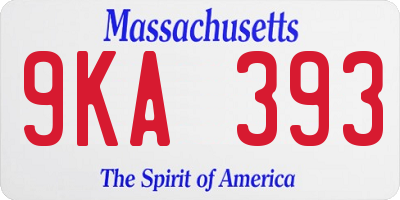 MA license plate 9KA393