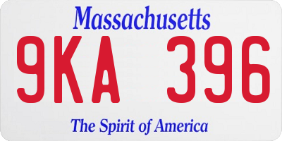 MA license plate 9KA396