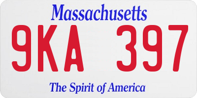 MA license plate 9KA397