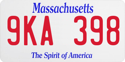 MA license plate 9KA398