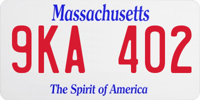 MA license plate 9KA402