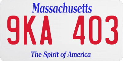 MA license plate 9KA403