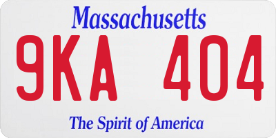 MA license plate 9KA404