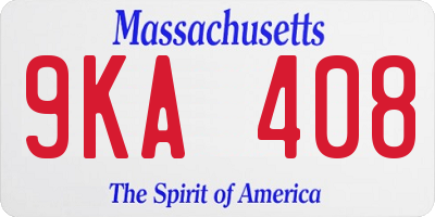 MA license plate 9KA408
