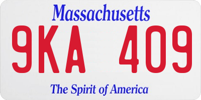 MA license plate 9KA409