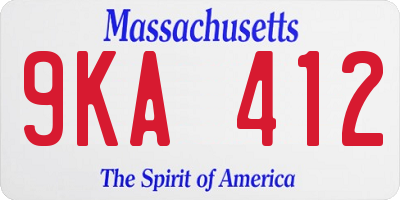 MA license plate 9KA412