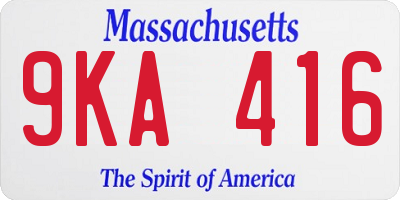 MA license plate 9KA416