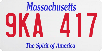 MA license plate 9KA417