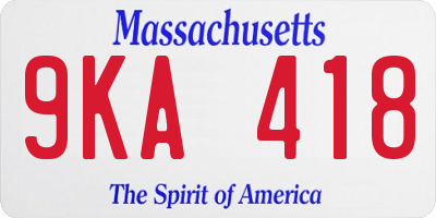 MA license plate 9KA418