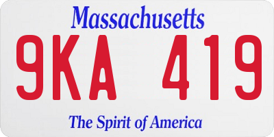 MA license plate 9KA419