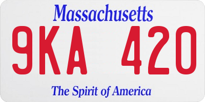 MA license plate 9KA420