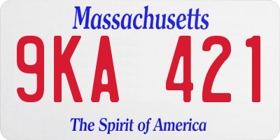 MA license plate 9KA421