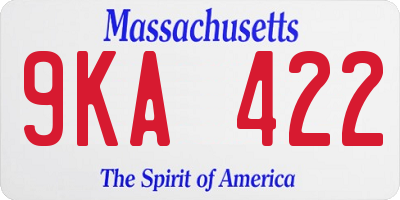 MA license plate 9KA422