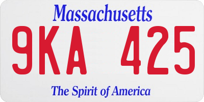 MA license plate 9KA425