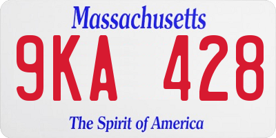 MA license plate 9KA428