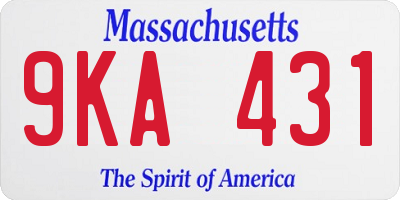 MA license plate 9KA431