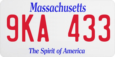 MA license plate 9KA433
