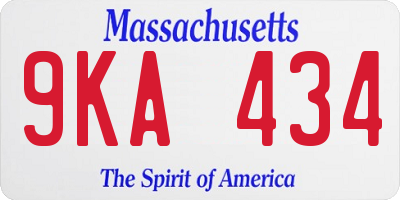 MA license plate 9KA434