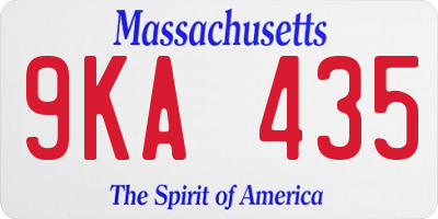 MA license plate 9KA435