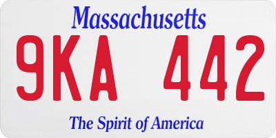 MA license plate 9KA442