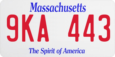 MA license plate 9KA443