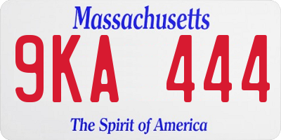 MA license plate 9KA444