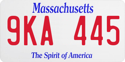 MA license plate 9KA445
