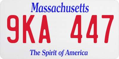 MA license plate 9KA447