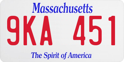 MA license plate 9KA451