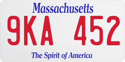 MA license plate 9KA452