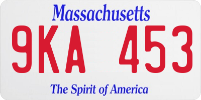 MA license plate 9KA453