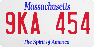 MA license plate 9KA454