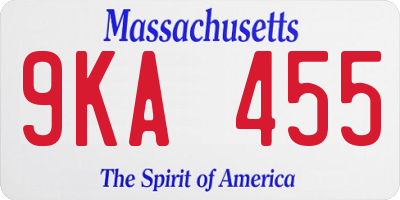 MA license plate 9KA455