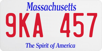 MA license plate 9KA457