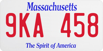 MA license plate 9KA458
