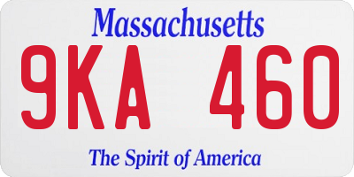 MA license plate 9KA460