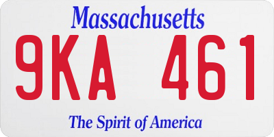 MA license plate 9KA461