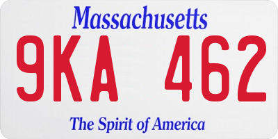 MA license plate 9KA462