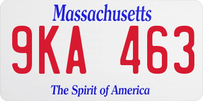 MA license plate 9KA463