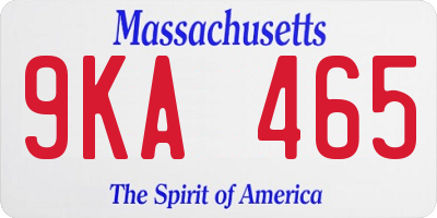MA license plate 9KA465